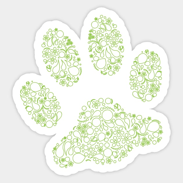 Paw Print in Modern Paisley Outline Design Sticker by amyvanmeter